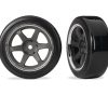 10577 Tires & wheels, assembled (six spoke graphite gray wheels w/chrome rim, 1.9" Drift tires (2 dots, soft, smooth surfaces)) (front) (2) - Image 2