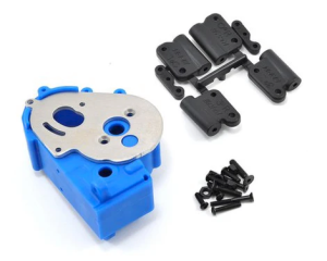 73615 Gearbox Housing & R Mounts-Blue:TRA 2WD Vehicles