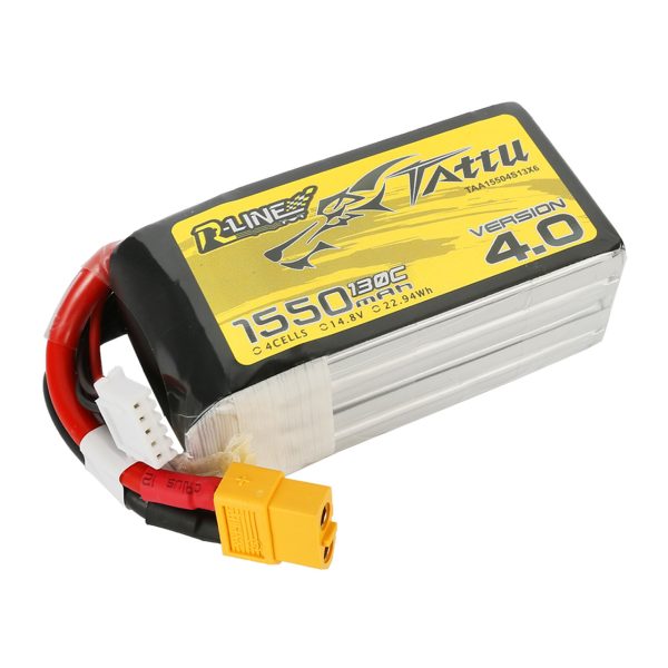 Tattu 1550mAh 4S 130C 14.8V R-Line Version 4.0 Lipo Battery Pack with XT60 Plug