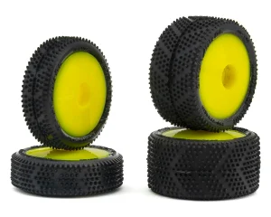 Yellow Micro Spiker Pre-Mounted Front and Rear Carpet Tires for Losi® Micro-B