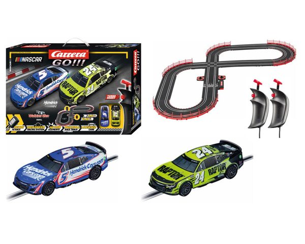 Carrera GO!!! Nascar Watkins Glen Duel Electric 1/43 Slot Car Racing Track Set w/Camaro NextGen ZL1 "Hendrick Motorsports" Cars